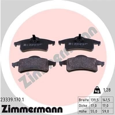 Bilde av ZIMMERMANN 23339.170.1 Bremseklosser Bildet viser leveranseinnholdet JEEP: GRAND Cherokee 2, II