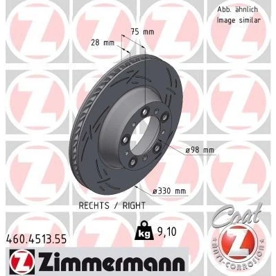 Bilde av ZIMMERMANN Bremseskive PORSCHE: 911 Coupé, Cabrio 330mm 28mm 10/5 5 hull 130mm innvendig ventilert, med sliss belagt 460.4513.55 99135240401