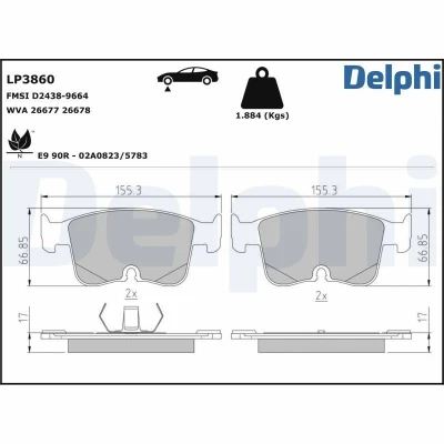 Bilde av Bremseklosser sett DELPHI LP3860
