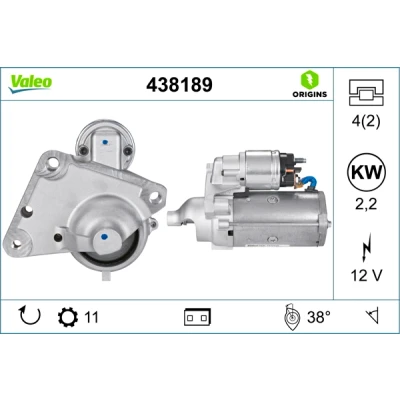 Bilde av VALEO NEW ORIGINAL PART 438189 Starter 12 2,2 11 PEUGEOT: Partner I Van, II Tepee, Expert CITROËN: C4 Picasso 2, C3 Hatchback