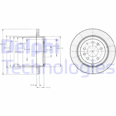 Bilde av DELPHI BG4336 Bremseskiver 302 18 5 ventilert oljet ubehandlet uten hjullager, ABS sensorring MAZDA: CX 7