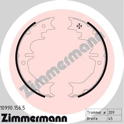 Bilde av ZIMMERMANN 10990.156.5 Handbromsbackar Bildet viser leveranseinnholdet TOYOTA: Land Cruiser Prado 120, 150, 90