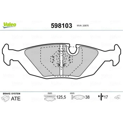 Bilde av VALEO 598103 Bremseklosser bakaksel ekskl. slitasjevarselkontakt uten antiskrike blikk BMW: 3 Sedan, 5 Cabrio