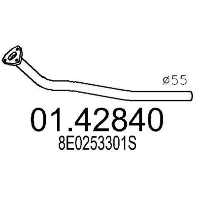 Bilde av MTS 01.42840 Eksosrør 940 foran for midtre eksospotte AUDI: A4 B6 Sedan, Avant