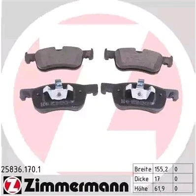 Bilde av ZIMMERMANN 25836.170.1 Bremseklosser klargjort for slitasjeindikator Bildet viser leveranseinnholdet CITROËN: C4 Grand Picasso 2, 2