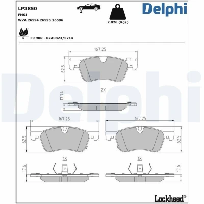 Bilde av Bremseklosser sett DELPHI LP3850