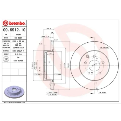 Bilde av BREMBO 09.6912.10 Bremseskiver 297 18 5 innvendig ventilert NISSAN: 300ZX Coupé