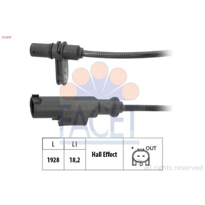 Bilde av FACET 21.0247 ABS Sensor 1928 MERCEDES BENZ: Sprinter 3.5 T Minibuss, 5 Van, VOLKSWAGEN: Crafter 30 35 Minibuss