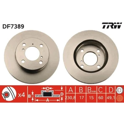 Bilde av TRW DF7389 Bremseskiver 231 17 4 100 ventilert spraylakkert
