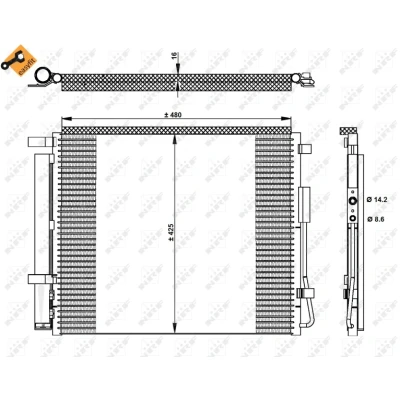 Bilde av NRF EASY FIT 350333 Kondensator med tørker, tetningsring 12,9 8,6 Aluminium 480