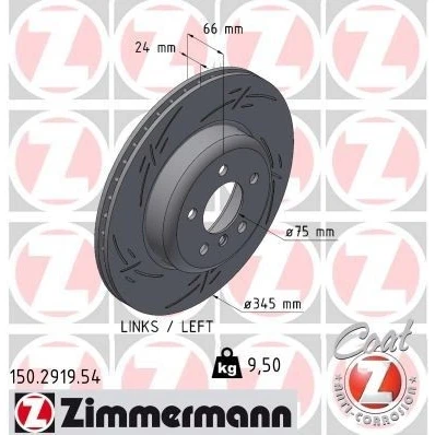 Bilde av ZIMMERMANN Bremseskive BMW: 3 Touring, Sedan, GT 24mm 6/5 5 hull 120mm innvendig ventilert, med sliss belagt høy karbon 150.2919.54 34206797607