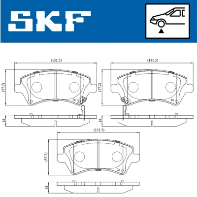 Bilde av SKF VKBP 80330 A Bremseklosser med akustisk slitasjevarsel TOYOTA: Corolla IX Hatchback, Station Wagon, Sedan