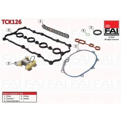Bilde av FAI AutoParts TCK126 Registerkjedesett med tetning, uten tannhjul simplex, Boltkjede AUDI: A3 Sportback, Hatchback, SKODA: Octavia 2 Combi