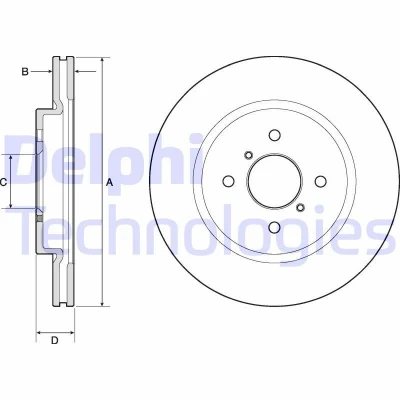 Bilde av DELPHI BG4750C Bremseskiver 272 22 4 ventilert belagt ubehandlet uten hjullager, ABS sensorring SUZUKI: SWIFT