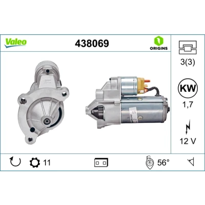 Bilde av VALEO NEW ORIGINAL PART 438069 Starter 12 1,7 11 PEUGEOT: Partner I Van, Expert II Tepee, 206 Hatchback, CITROËN: Berlingo / First