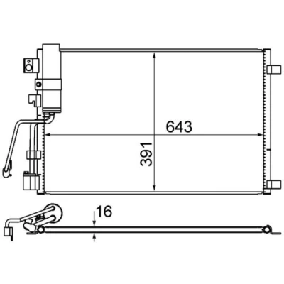 Bilde av MAHLE ORIGINAL AC 605 000S Kondensator med tørker 16 10,15 643 NISSAN: Qashqai / Qashqai+2 I, 2