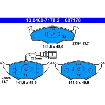 Bilde av ATE 13.0460 7178.2 Bremseklosser inkl. slitasjevarselkontakt AUDI: A2