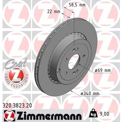 Bilde av ZIMMERMANN 320.3823.20 Bremseskiver 340 22 7/5 5 114 utvendig ventilert belagt