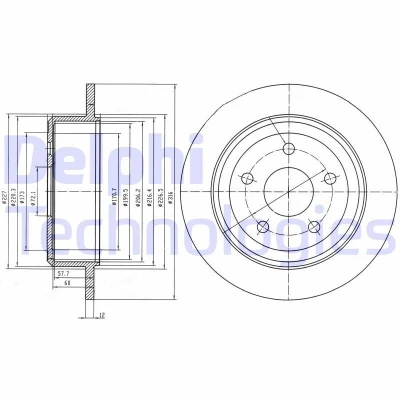 Bilde av DELPHI BG4157 Bremseskiver 316 12 5 fullt ut oljet ubehandlet uten hjullager, ABS sensorring JEEP: WRANGLER 3