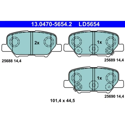 Bilde av ATE 13.0470 5654.2 Bremseklosser med akustisk slitasjevarsel MITSUBISHI: OUTLANDER 3, ASX SUV, MAZDA: 6 Stasjonsvogn, Sedan, PEUGEOT: 4008 SUV