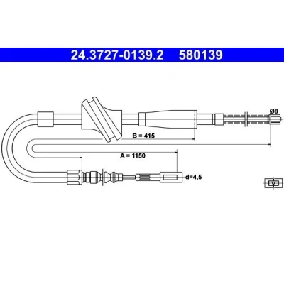 Bilde av ATE 24.3727 0139.2 Bremsekabel 1150