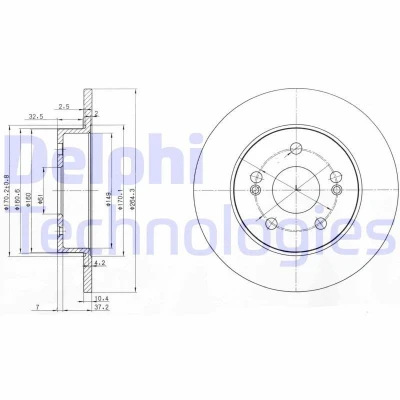Bilde av DELPHI BG2698 Bremseskiver 265 10 5 fullt ut oljet ubehandlet uten hjullager, ABS sensorring RENAULT: Scénic 1