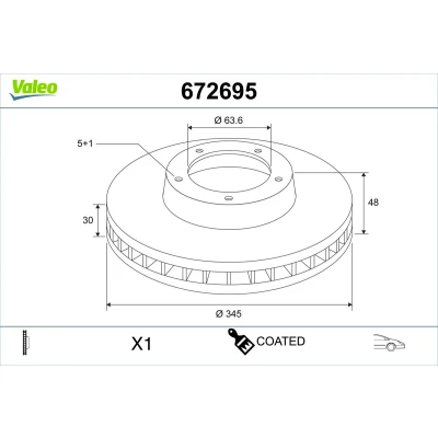 Bilde av Bremseskive Ventilert, Framaksel Valeo 672695 polestar, volvo OE 31400568, 31471752, 32300811