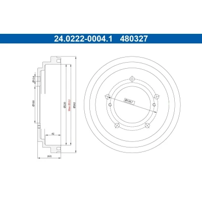 Bilde av ATE 24.0222 0004.1 Bremsetrommel 262,0mm SUZUKI: Jimny SUV
