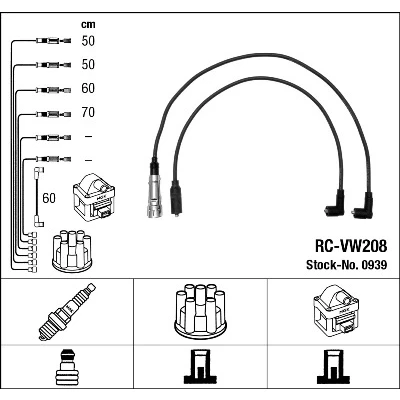 Bilde av NGK 0939 Pluggledninger 5 VOLKSWAGEN: TRANSPORTER 3 Bus, 3, Polo II Hatchback