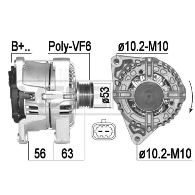 Bilde av ERA 209380A Dynamo 14V 100A OPEL: Meriva B