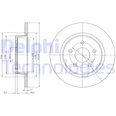 Bilde av DELPHI BG4533C Bremseskiver 280 11 5 fullt ut belagt ubehandlet uten hjullager, ABS sensorring FORD: Transit Connect V408 Van, KUGA 2, C Max 2