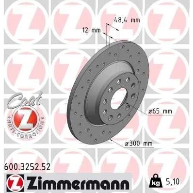 Bilde av ZIMMERMANN 600.3252.52 Bremseskiver 300 12 9/5 5 112 fullt ut, hullet belagt VOLKSWAGEN: Golf 7, Passat B8 Variant, 7 AUDI: A3 Sedan