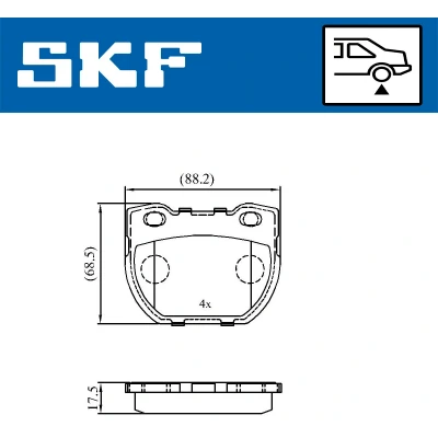 Bilde av SKF VKBP 90514 Bremseklosser ikke klargjort for slitasjeindikator