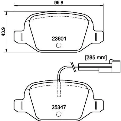 Bilde av HELLA 8DB 355 031 561 Bremseklosser inkl. slitasjevarselkontakt FIAT: 500 Hatchback, C Cabrio, ABARTH: 500C / 595C 695C Cabrio