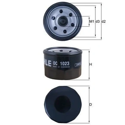 Bilde av MAHLE ORIGINAL OC 1023 Oljefilter med en retursperreventil Påskruingsfilter