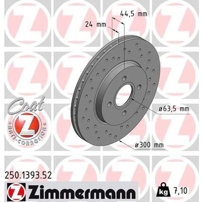 Bilde av ZIMMERMANN 250.1393.52 Bremseskiver 300 24 4/4 4 108 innvendig ventilert, hullet belagt FORD: Focus Mk1 Hatchback, Stasjonsvogn
