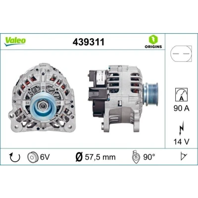 Bilde av VALEO 439311 Dynamo 14V 90A VOLKSWAGEN: Transporter 5 Bus, 5, Multivan (7HM, AUDI: A3 Sportback, A4 B5 Avant, A2