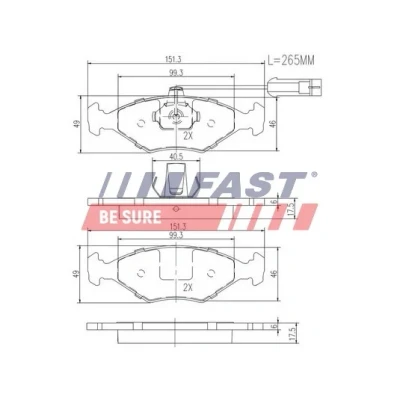 Bilde av FAST FT29086 Bremseklosser framaksel med integrert slitasjesensor