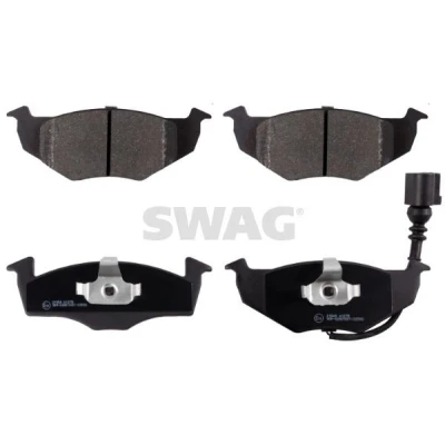 Bilde av SWAG 30 91 6482 Bremseklosser framaksel inkl. slitasjevarselkontakt med kolbleklips VOLKSWAGEN: Polo IV Hatchback, SKODA: Fabia 2, I Hatchback