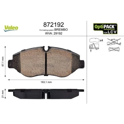 Bilde av VALEO 872192 Bremseklosser framaksel ekskl. slitasjevarselkontakt uten sikringsskruesett, for vanskelige bruksforhold MERCEDES BENZ: Vito Minibuss