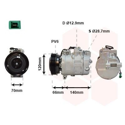 Bilde av VAN WEZEL 0300K150 Kompressor 7SBU16C 12 PAG 46 R 134a