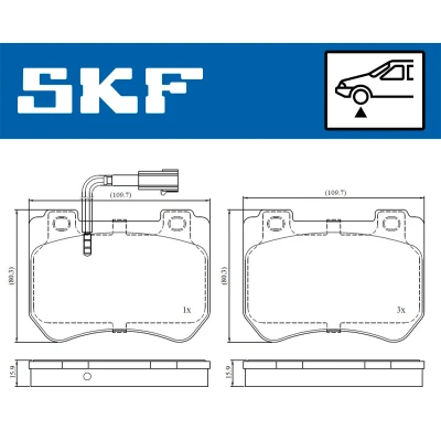 Bilde av SKF VKBP 80610 E Bremseklosser inkl. slitasjevarselkontakt