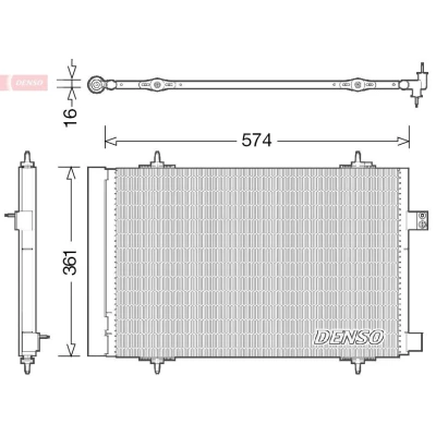 Bilde av DENSO DCN21019 Kondensator med tørker 574x361x16 R 134a 574
