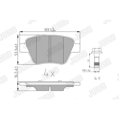 Bilde av JURID 573312J Bremseklosser ikke klargjort for slitasjeindikator med tilbehør VOLKSWAGEN: Touran I, Caddy 3, GOLF 6, SKODA: Octavia 2 Combi