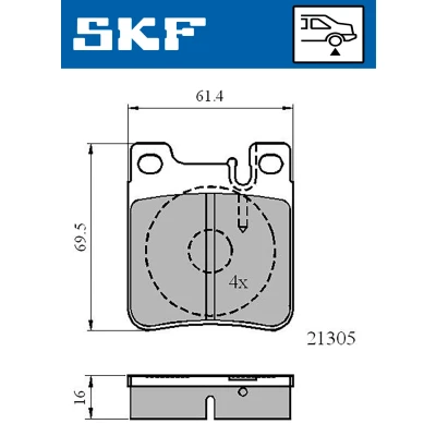 Bilde av SKF VKBP 90502 Bremseklosser klargjort for slitasjeindikator MERCEDES BENZ: S Klasse Sedan, C E Sedan