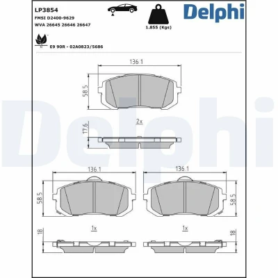 Bilde av Bremseklosser sett, Framaksel, hyundai elantra sedan vii, kia niro ii, 58101AAA00, 58101ATA50