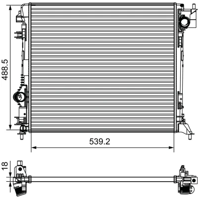 Bilde av VALEO 735625 Radiator Aluminium 489 540 18 Kjøleribber satt sammen mekanisk