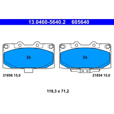 Bilde av ATE 13.0460 5640.2 Bremseklosser med akustisk slitasjevarsel SUBARU: Impreza III Sedan, II Stasjonsvogn