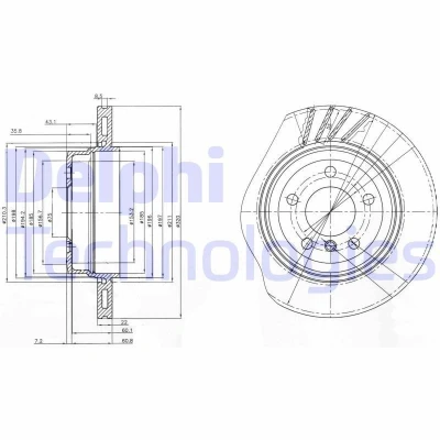 Bilde av DELPHI BG3943 Bremseskiver 320 22 5 ventilert oljet ubehandlet uten hjullager, ABS sensorring BMW: X3