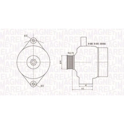 Bilde av MAGNETI MARELLI 063731952010 Dynamo 12V 130A SAAB: 9 3 Sedan, 5 Stasjonsvogn, Stasjonsvogn
